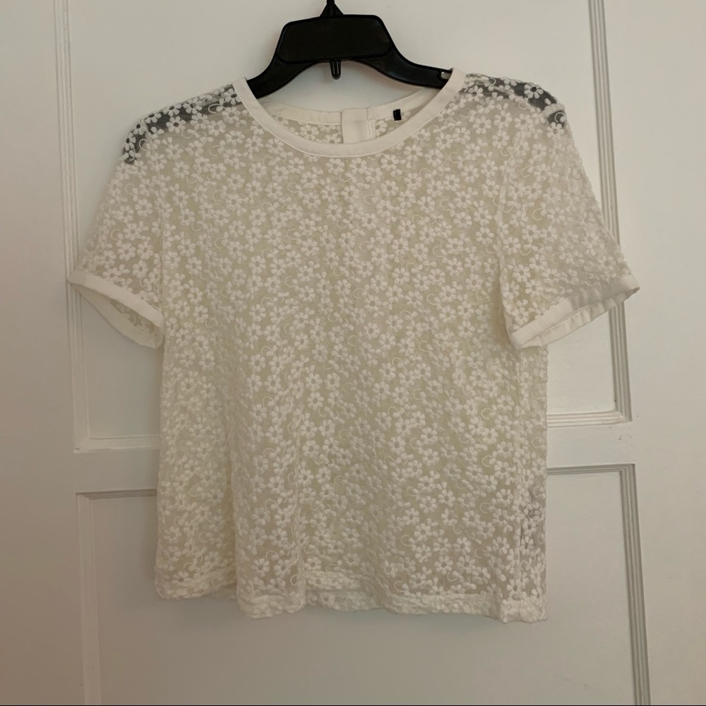 NEW mesh flower patterned top with back zipper